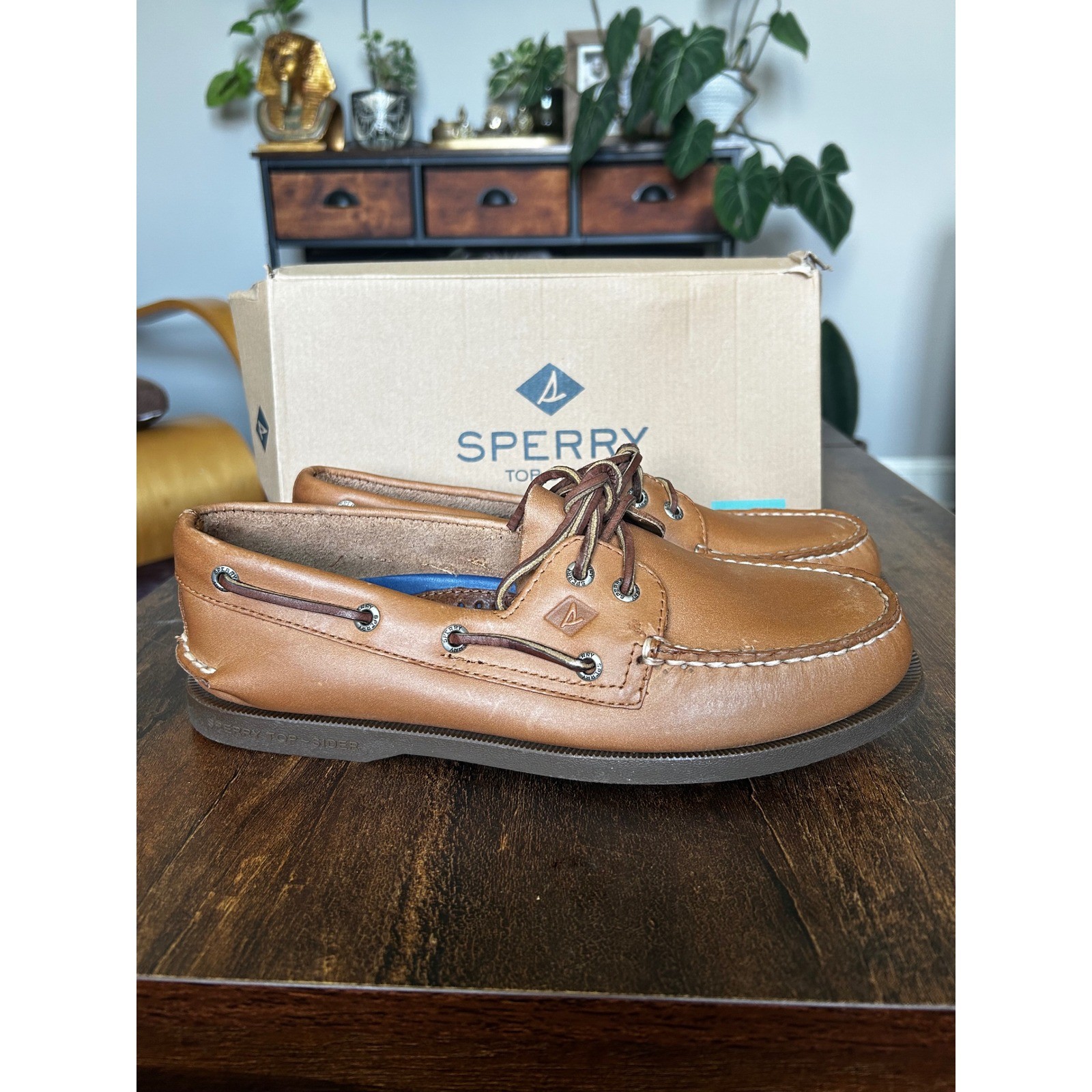 Sperry Top-Sider Mens 8.5 M Authentic Original Leather Boat Shoes Tan 0197640
