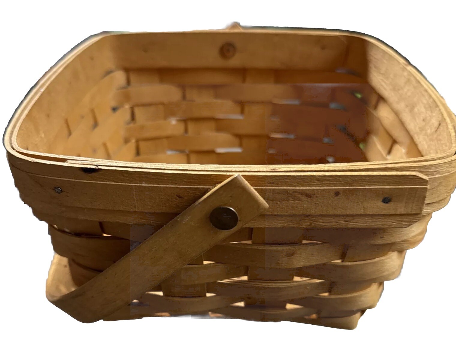 Longaberger 1996 Handwoven 8.5" Square Basket with Handle