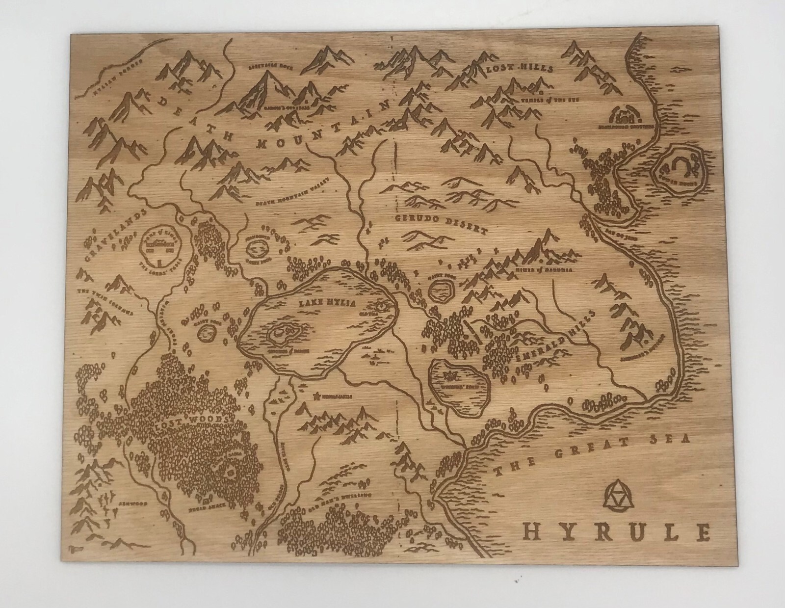 Engraved Map of Hyrule from Legend of Zelda on Baltic Birch