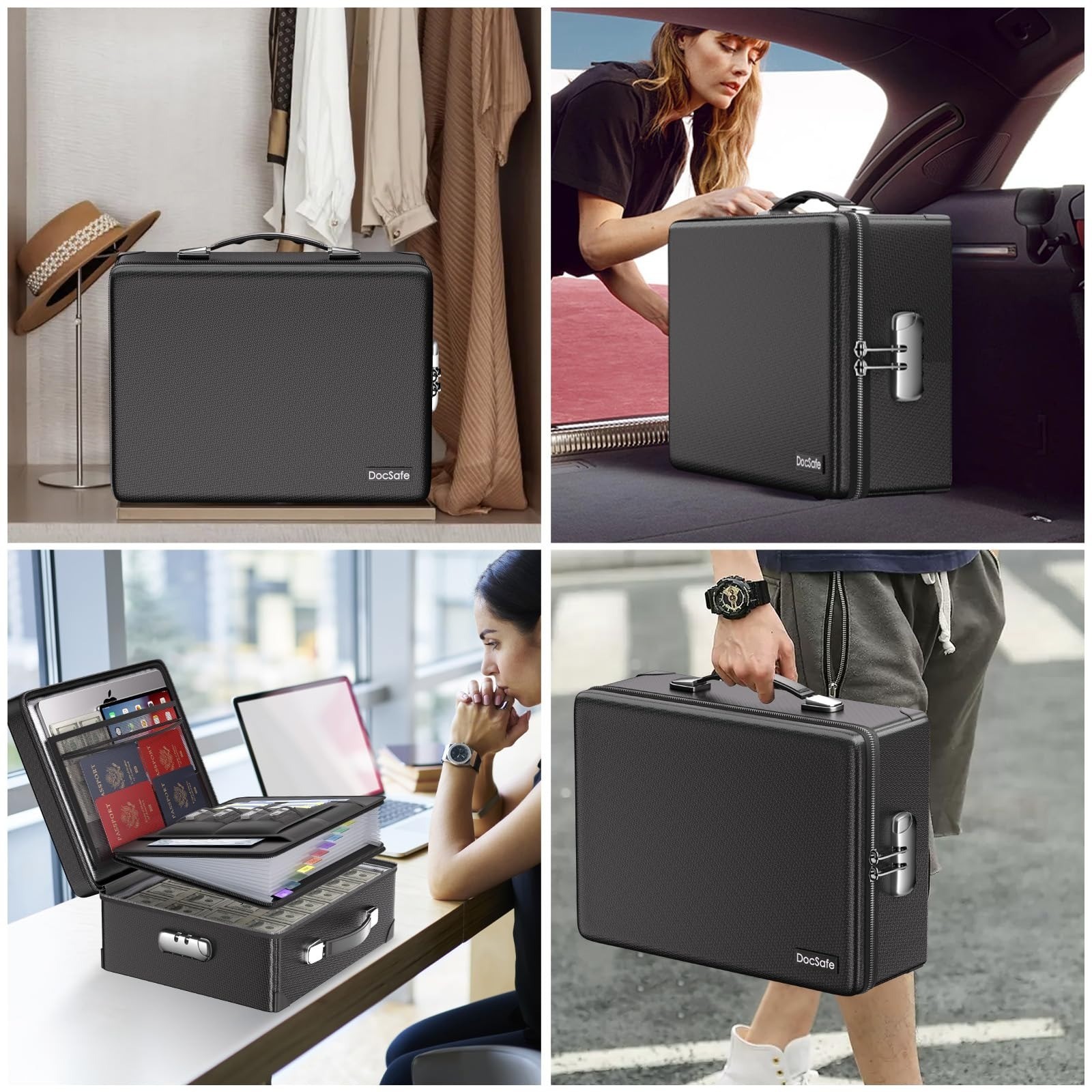 DocSafe 6400°F Fireproof Document Box with Lock, Water Resistant, Black