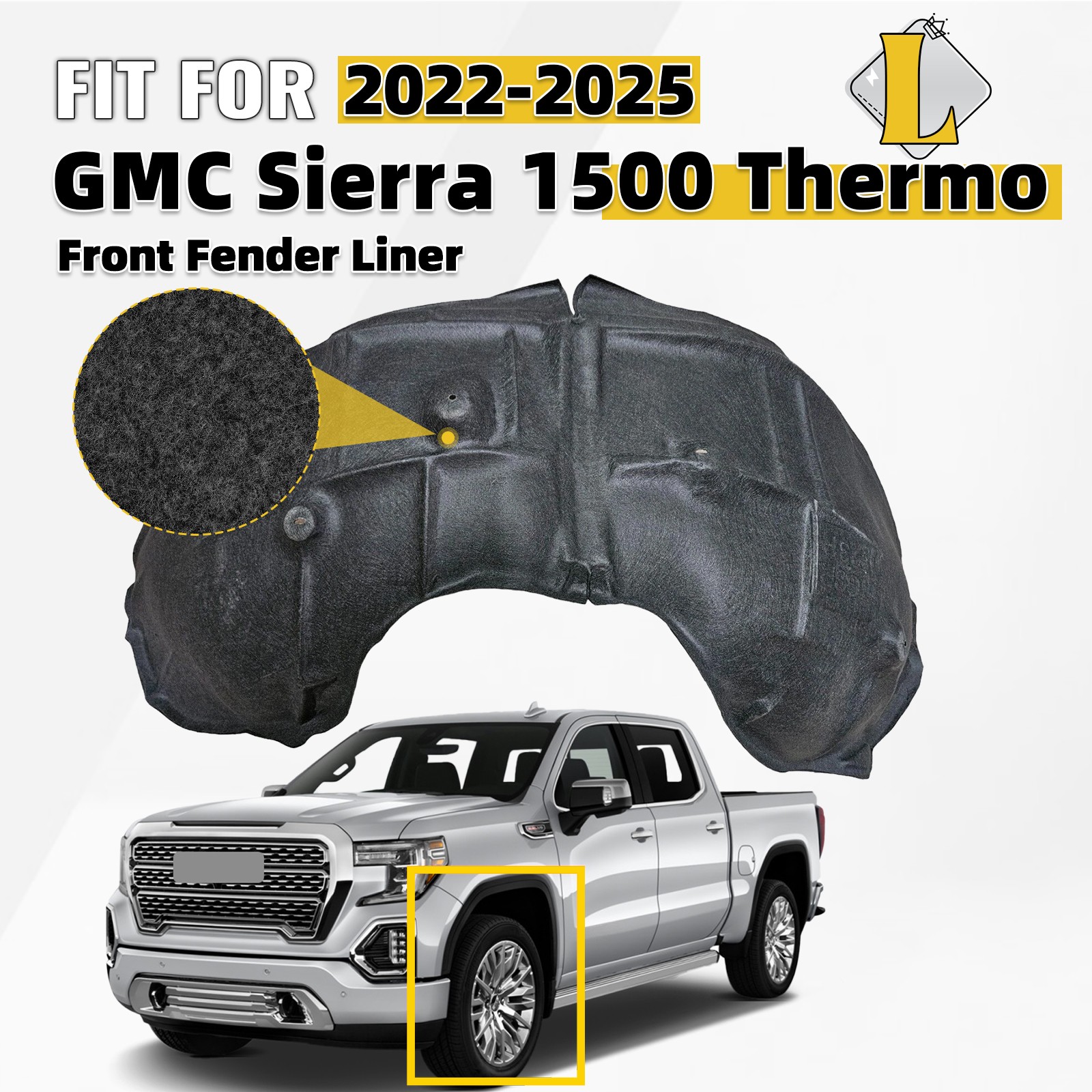 For 2022-2025 GMC Sierra 1500 Thermo Front Fender Liner Inner Panel Left Driver