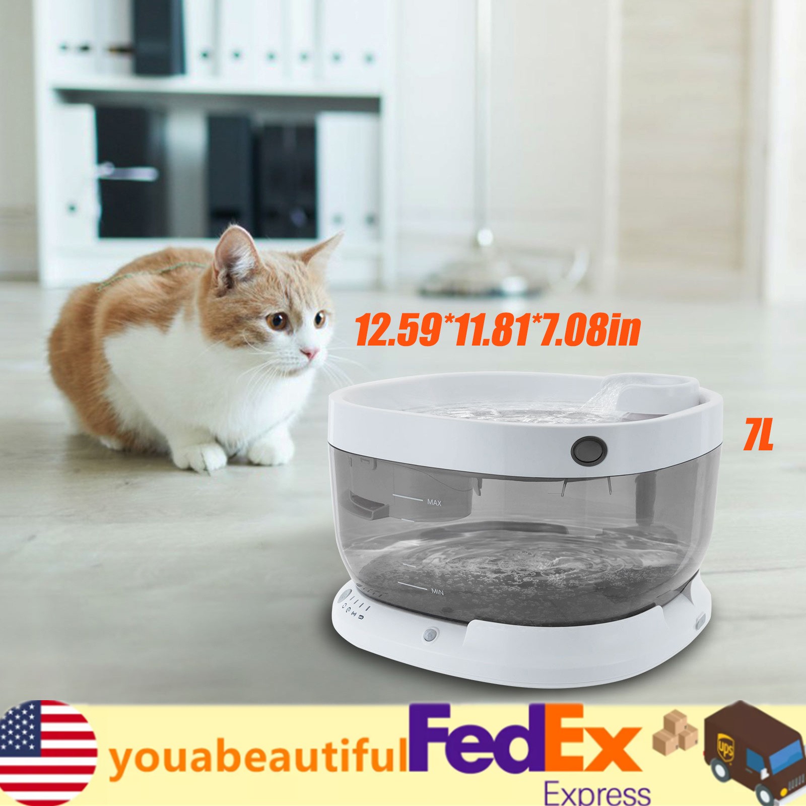 Cat Water Fountain, Pet Water Fountain, Cat Drinking Fountain, 5000mAh Battery