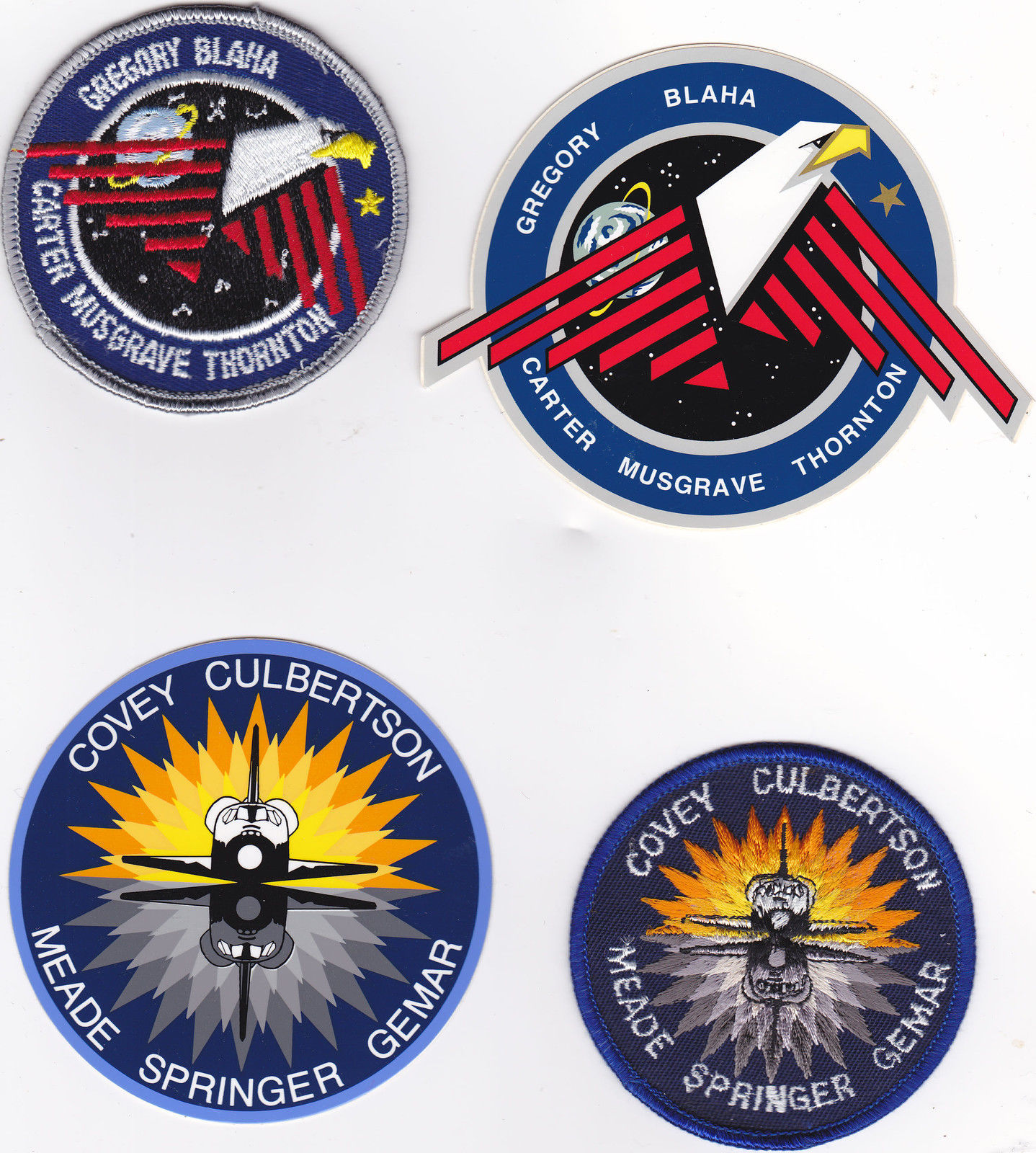 SPACE SHUTTLE 2 PATCHES 2 MATCHING STICKERS SET UNUSED LOT #39