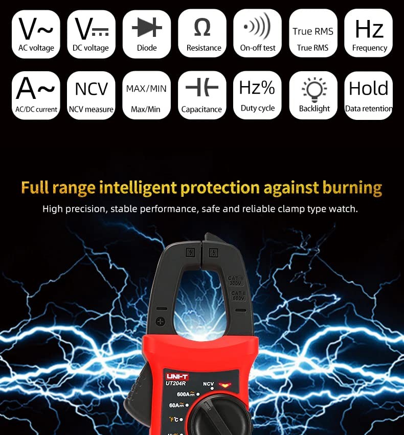 UNI-T Uni-Trend Multimeter clamp Meter UT204R, Multicolored