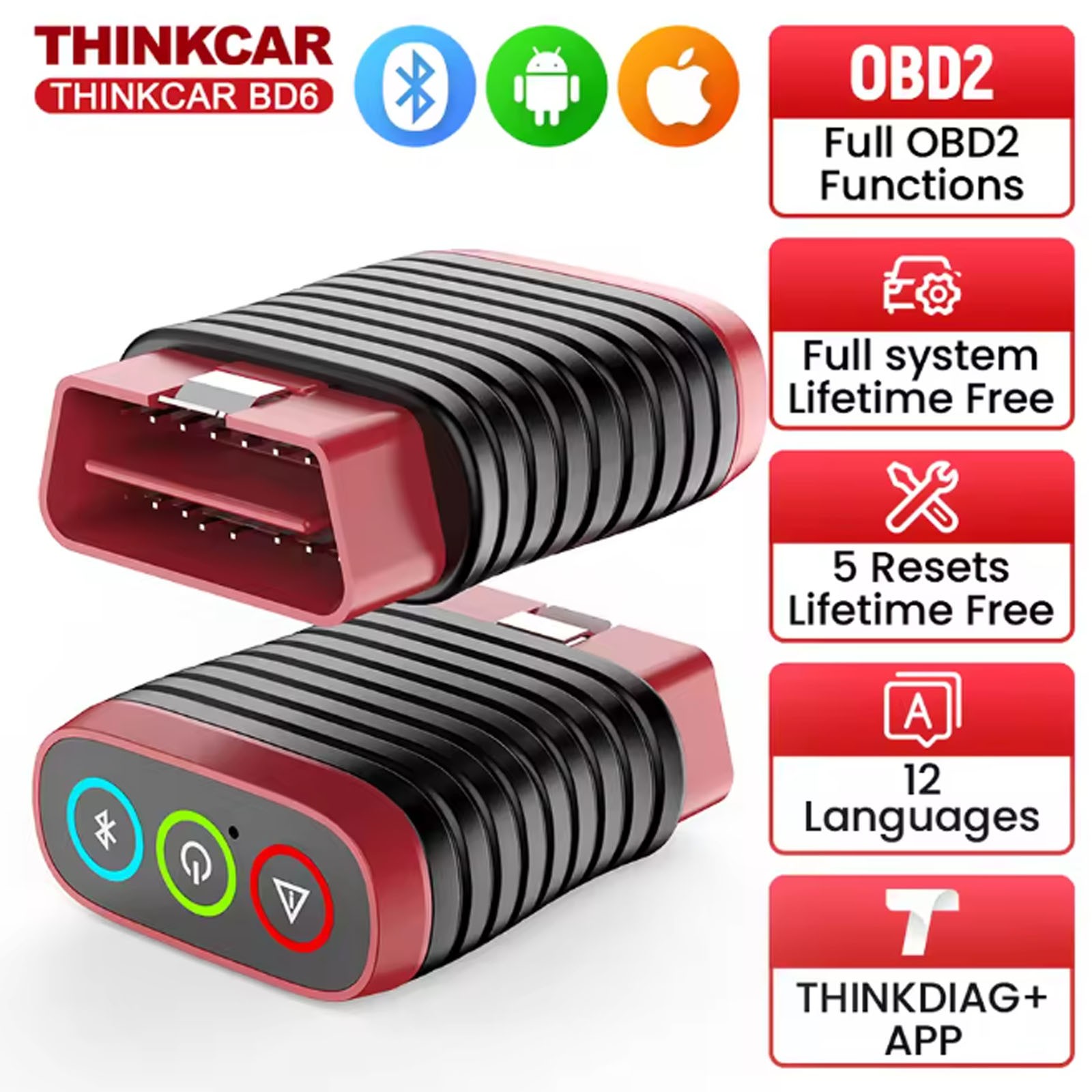 2026 THINKCAR BD6 OBD2 Scanner Bluetooth Full System Diagnostic Tool Code Reader