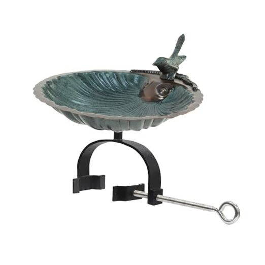 Scallop Shell Birdbath- Over Rail Bracket