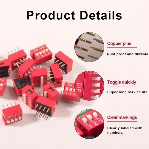 Double Row Dip Slide Switch 4 Position 2.54mm PCB Mountable On Off Style: 4pin