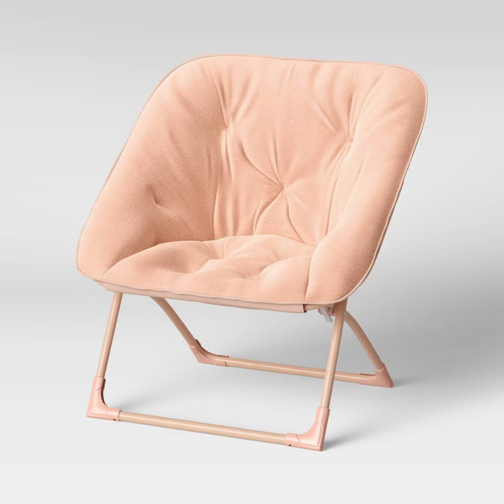 Pillowfort Folding Dish Children's Kids' Chair Saucer Foldable Armless Peach