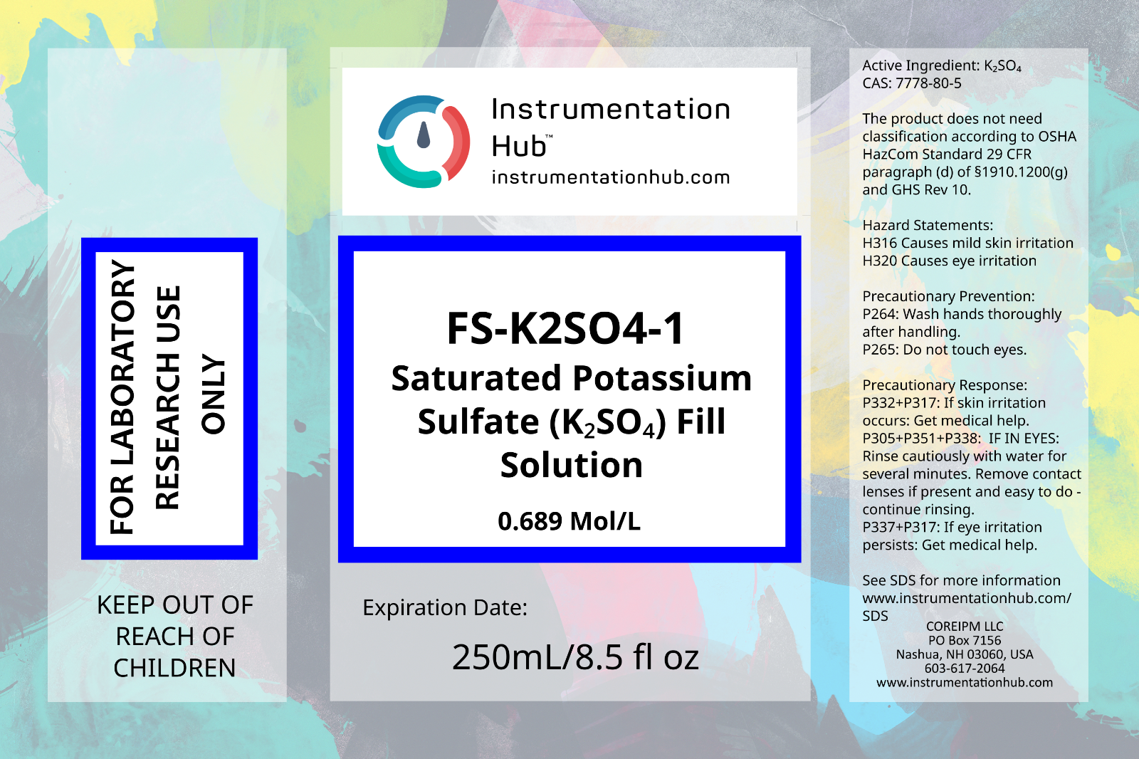 INSTRUMENTATIONHUB Saturated Potassium Sulfate (K2SO4) Solution (8.5floz/250mL)