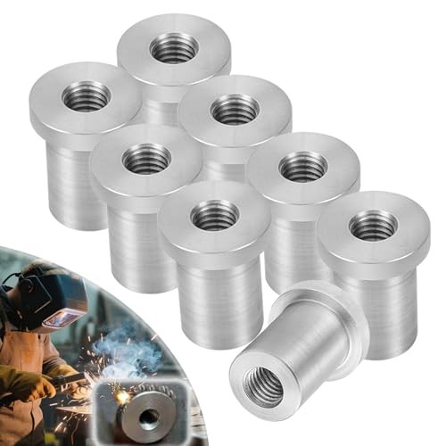 Weld-On Nut,Thread Long Threaded Stepped Female Weld Nut Steel 3/8"-16 8-Pack