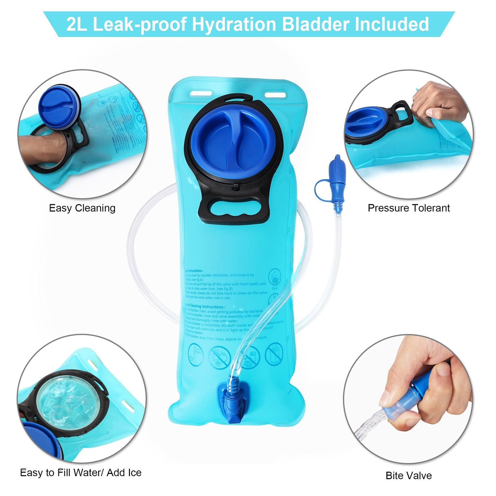 Hydration Backpack - Lightweight Hiking Water Backpack With 2l Water Bladder