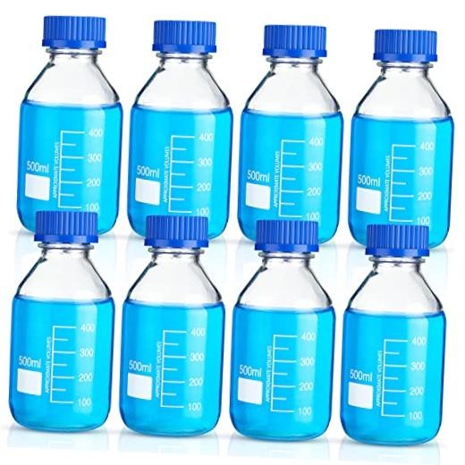 Media Storage Bottles Borosilicate Storage Glass Scientific Round Graduated