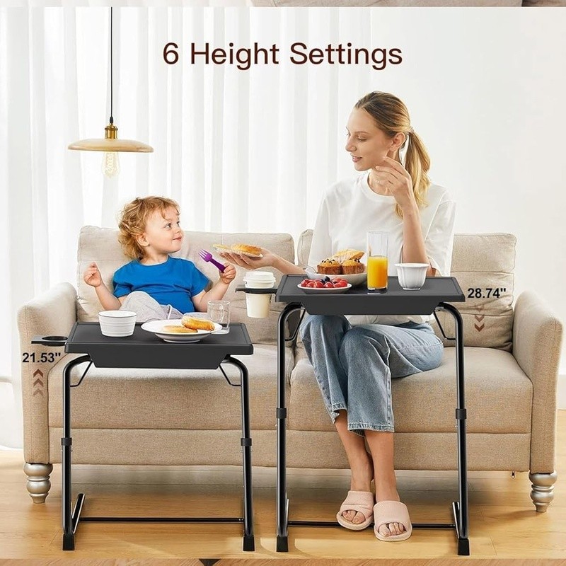 Multifunctional Adjustable TV Tray Table Snacks Workstation Bedside Use