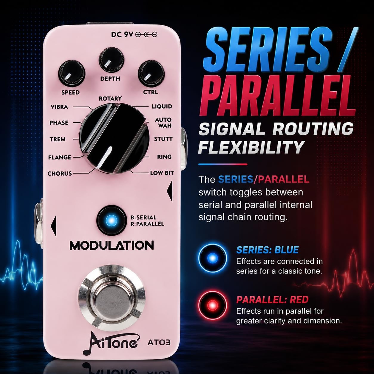 Modulation Pedal for Guitar with Chorus Flanger Tremolo Phaser Vibrato Multi ...