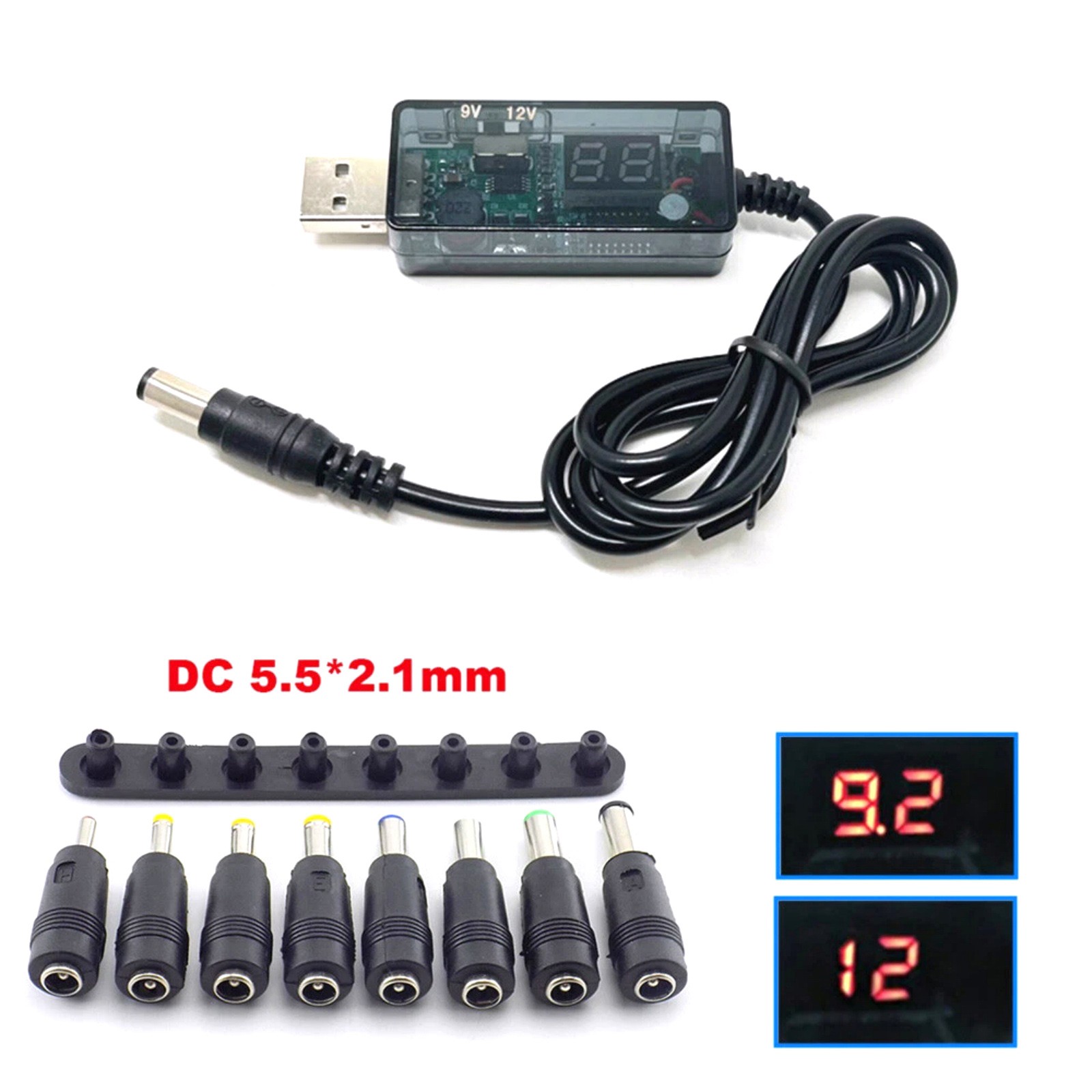 Dual Output Step-Up Converter 9V/12V Selectable via Switch w/LED Display 8 DC