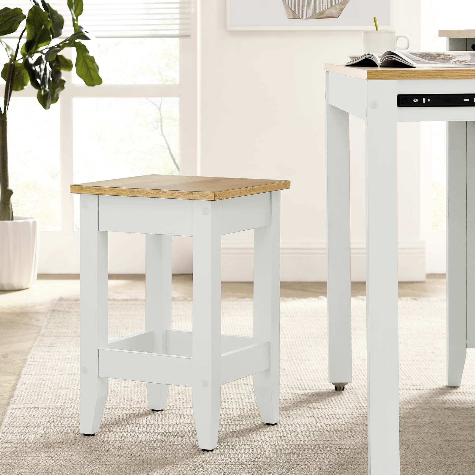 Modway Sunbrook Kitchen Stool in Oak White