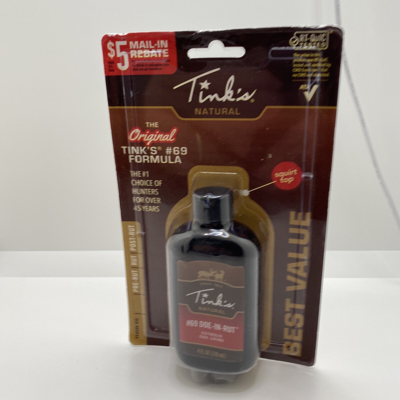 Tinks Natural #69 Doe In Rut Estrous Doe Urine Scent New Sealed Free/Fast Ship