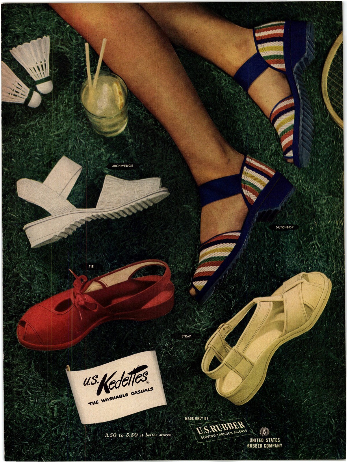 1948 US Kedetters Washable Casuals Shoes Sandals Badminton Vintage Print Ad A45