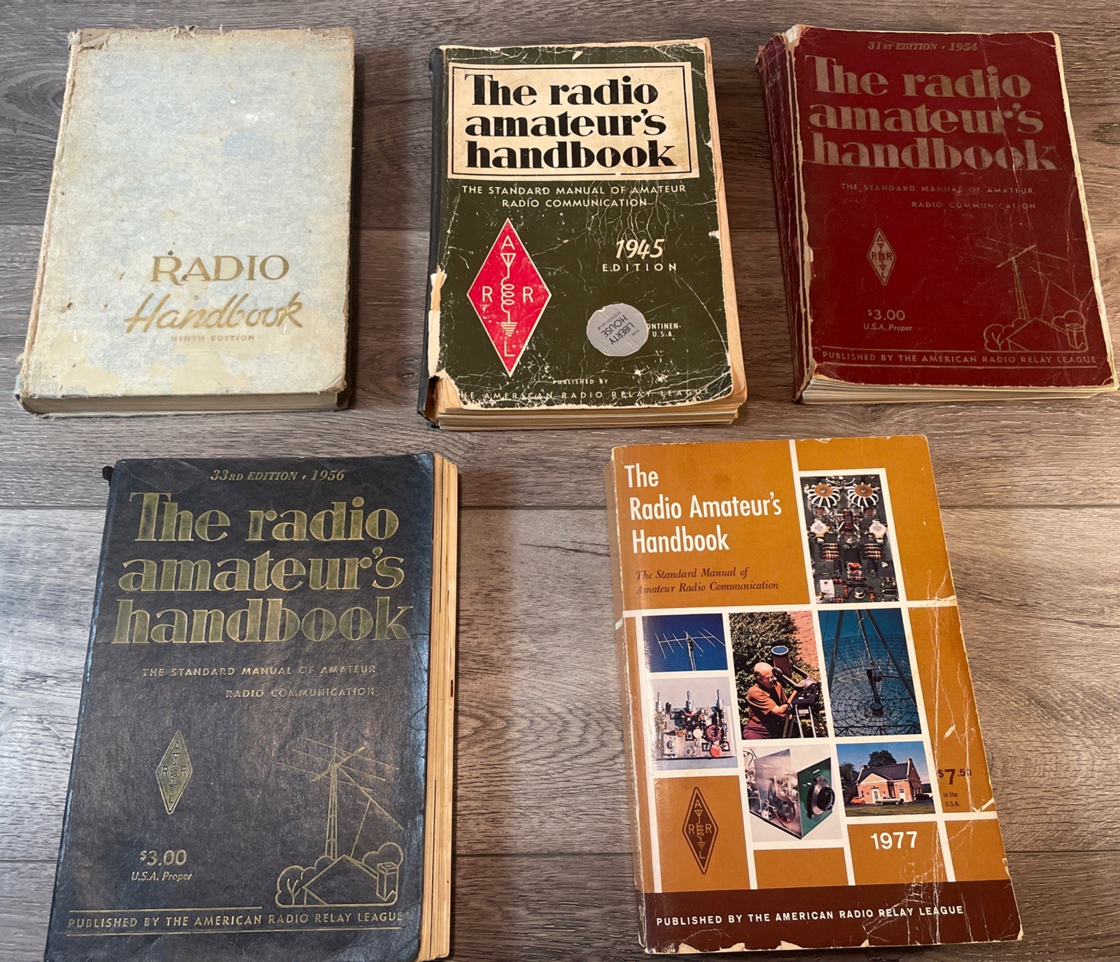 Vintage Lot of 5 - The Radio Amateur’s Handbook - 1942,1945,1954,1956 & 1977