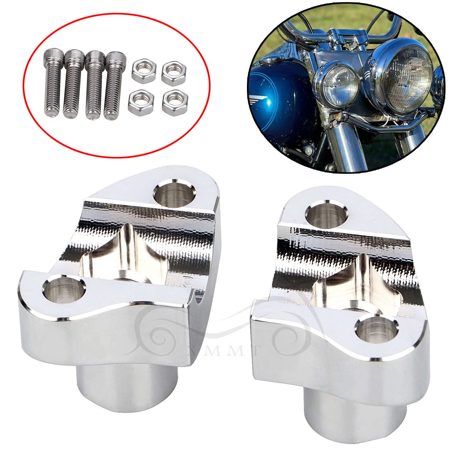 2" Tall Chrome Handlebar Risers Bottom For Harley Dyna Super Wide Glide FXDWG