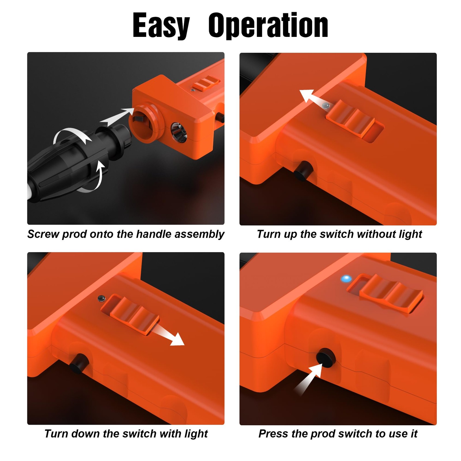 Cattle Prod Rechargeable with Led Light 34 inch, Waterproof Cattle Prod for D...