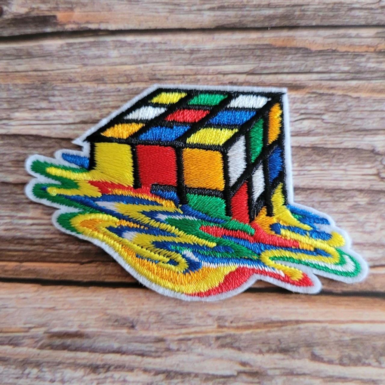 Rubiks Cube 80s 90s Trippy Acid Hippy Hippie Embroidered Iron on Patch