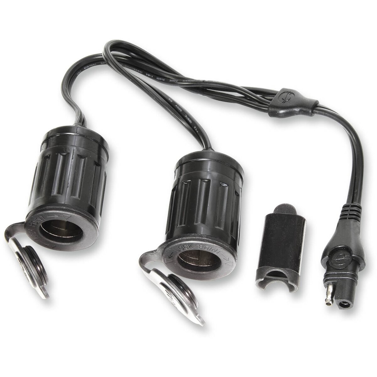 Tecmate SAE to Two Cigarette Lighter Sockets Y-Splitter - O26