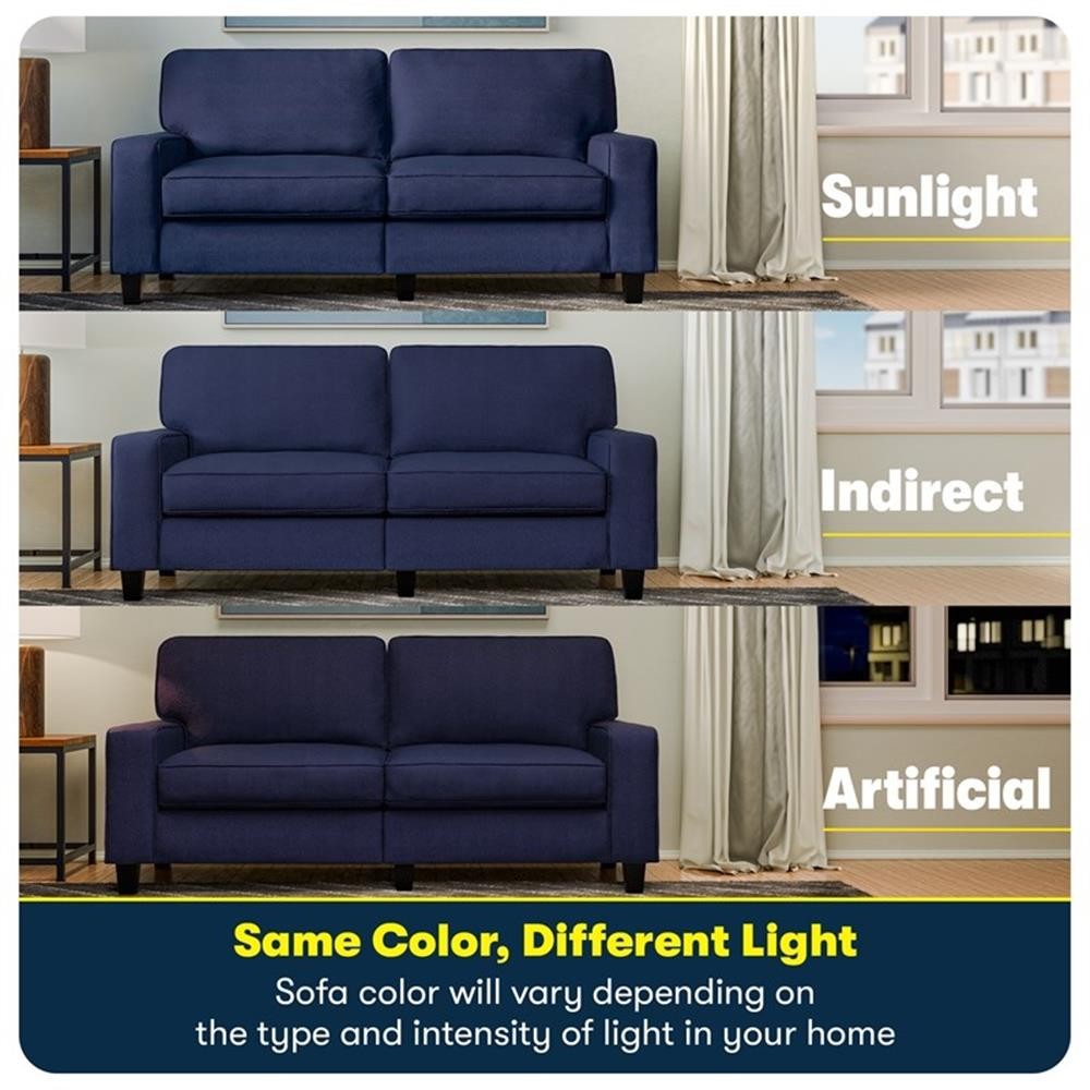 Bowery Hill 61" Track Arm Sofa Loveseat with Removable Covers Navy Blue