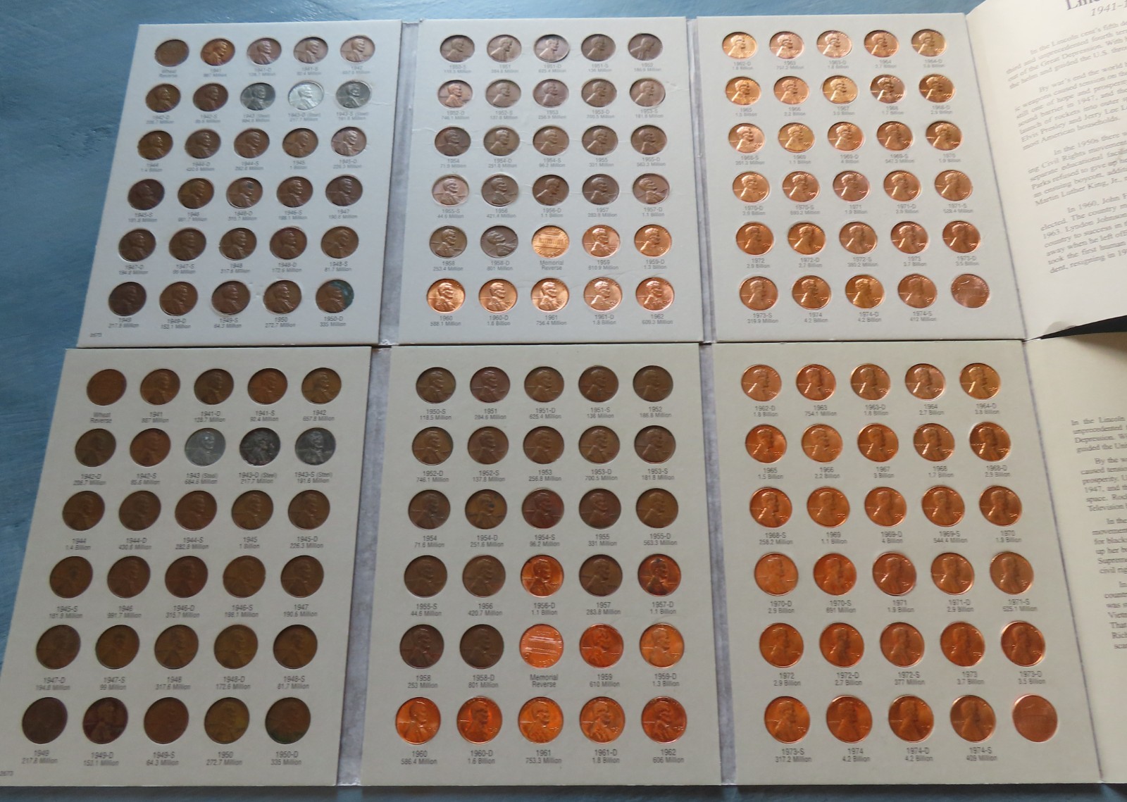 Completed Lincoln Head Cent Collection - Harris Album #2 - 1941-1974 P,D,S