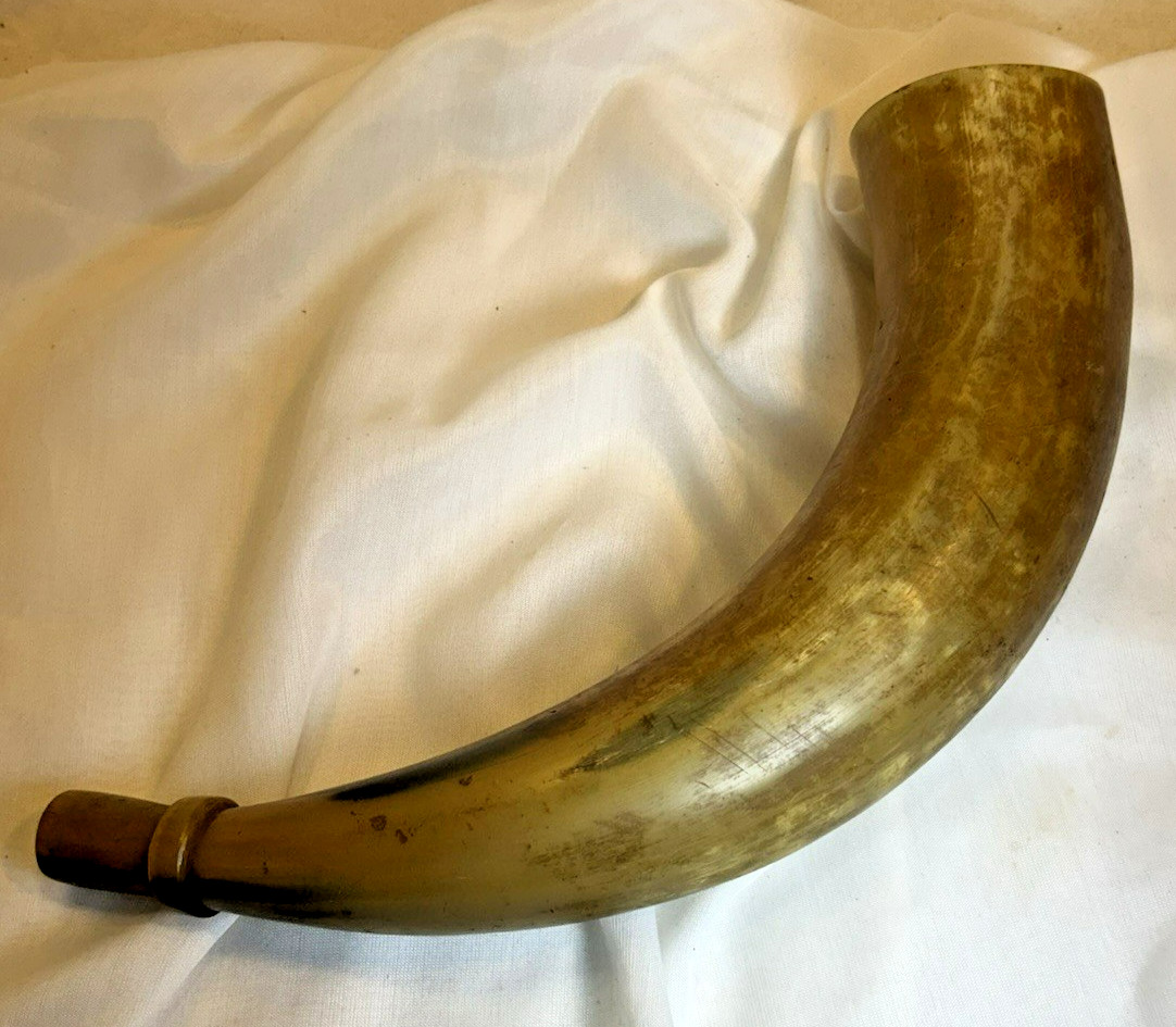 Vintage Powder Horn War Horn Fox Horn Cow 13"