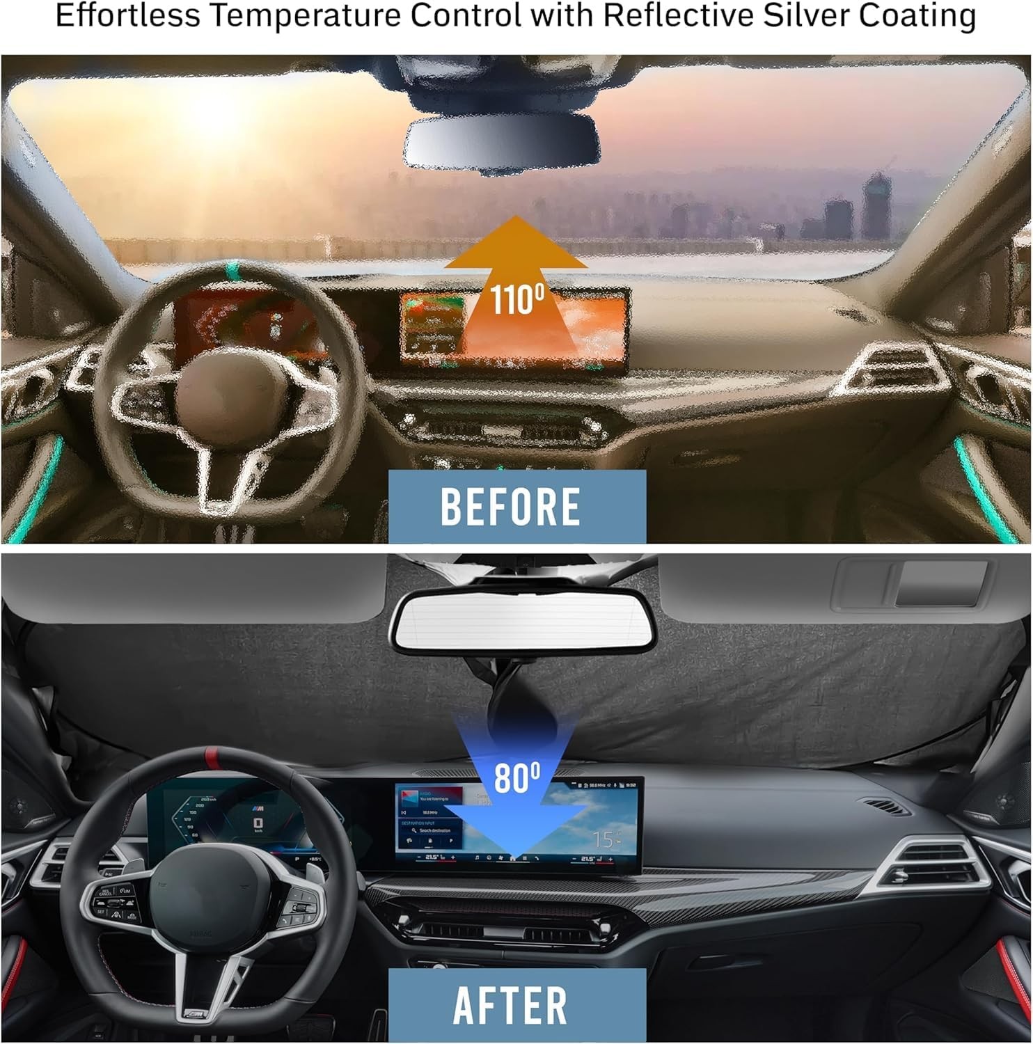 For Ford Front Windshield Sun Shade Automotive Sun Screen Blocks UV Rays & Heat