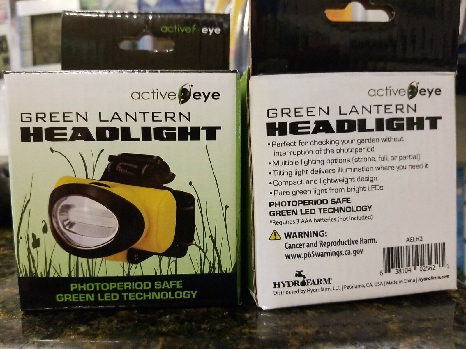 Active Eye Green LED Headlamp Hydrofarm New - See your plants in the Dark!