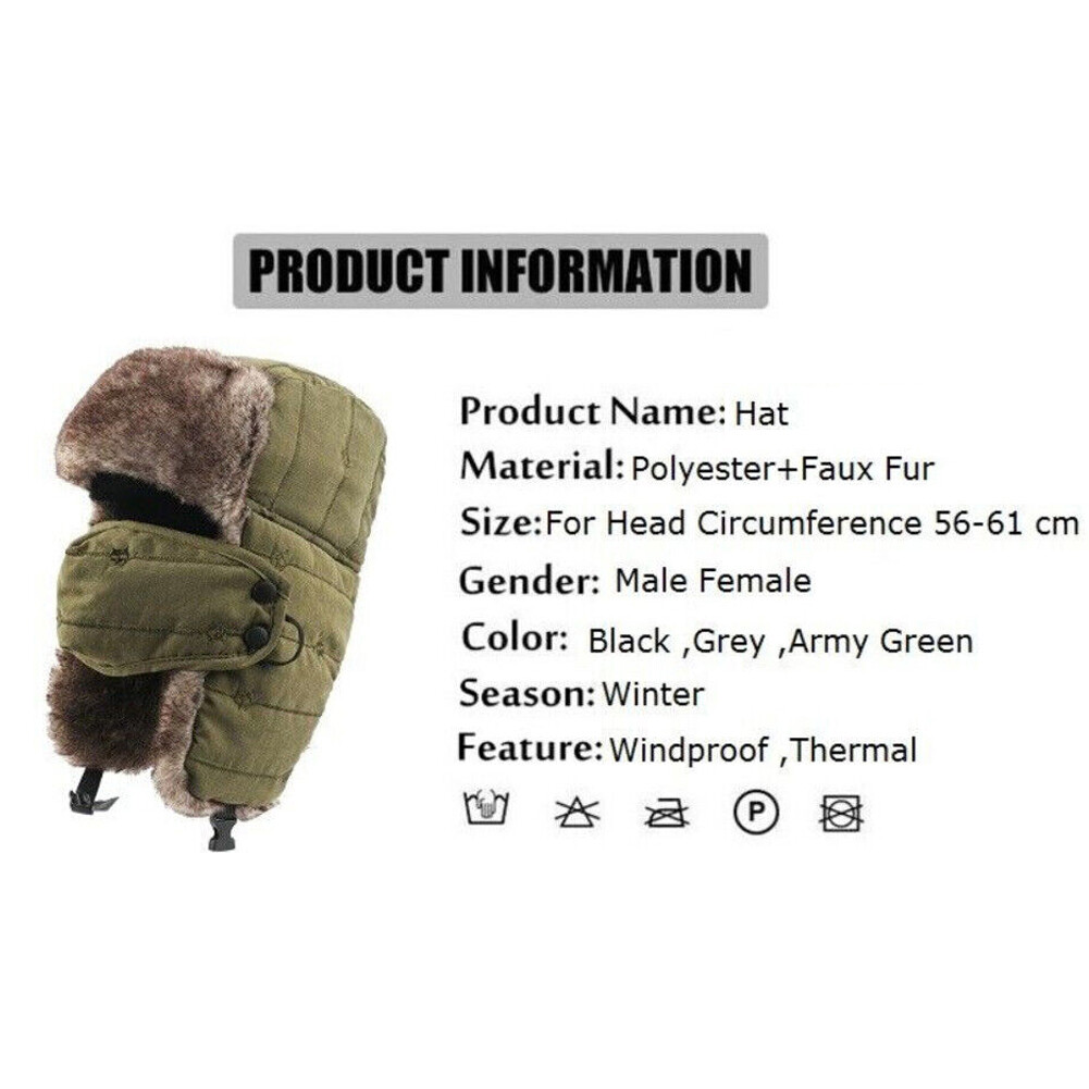 Men Women Winter Windproof Fur Ear Flap Ski Snow Cap Face Mask Warm Hat Cap US