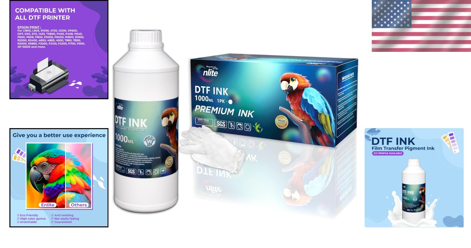 DTF White Ink, Ink Fluency, Vivid Patterns, 33.8oz