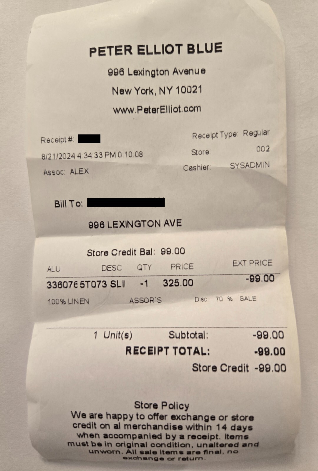 Peter Elliot Blue - Store Credit - gift card