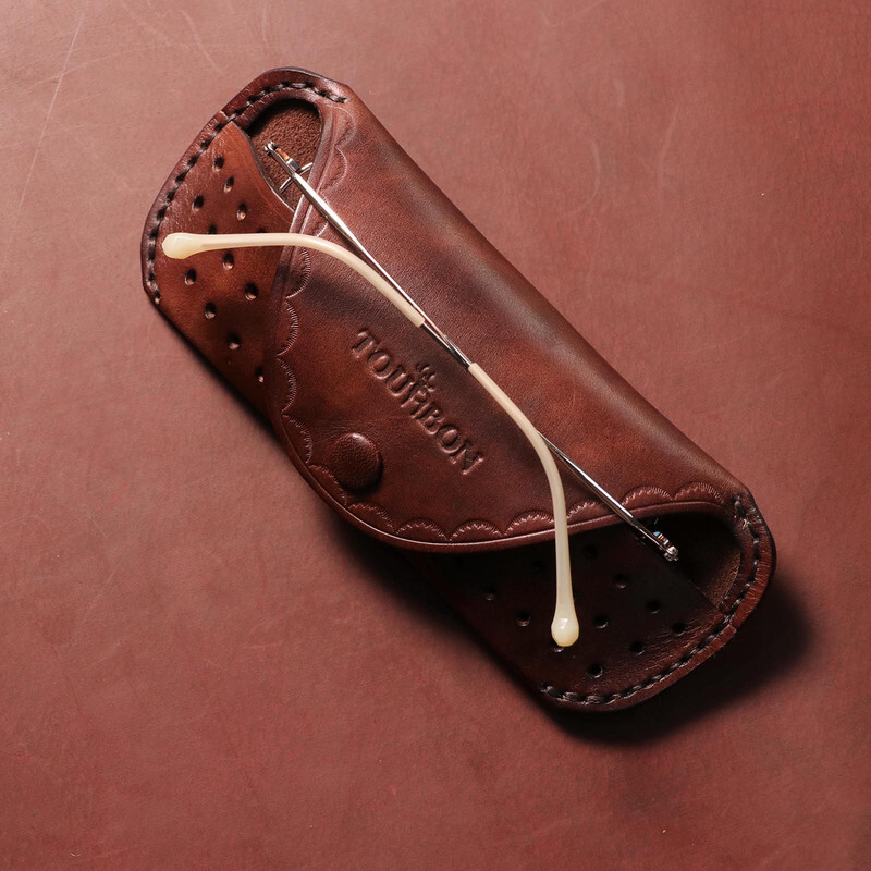 TOURBON Leather Eyeglasses Protector Case Glasses Carrier Belt Pouch Gift