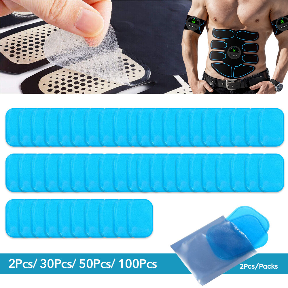 2-100Muscle Toner Gel Pads Abs Stimulator EMS Machine Toning Belt Trainer