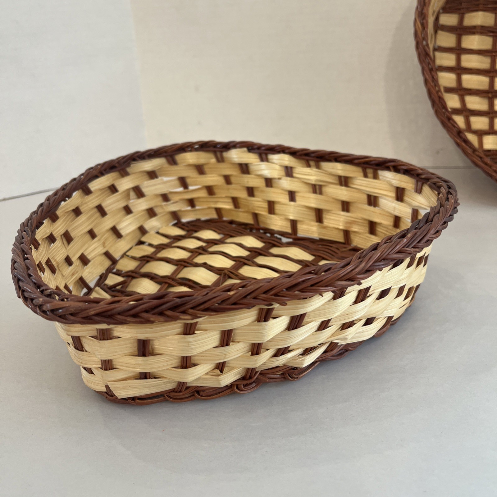2 Vintage Baskets Wicker Heart Shaped Gallery Wall Storage Plants Serving Decor