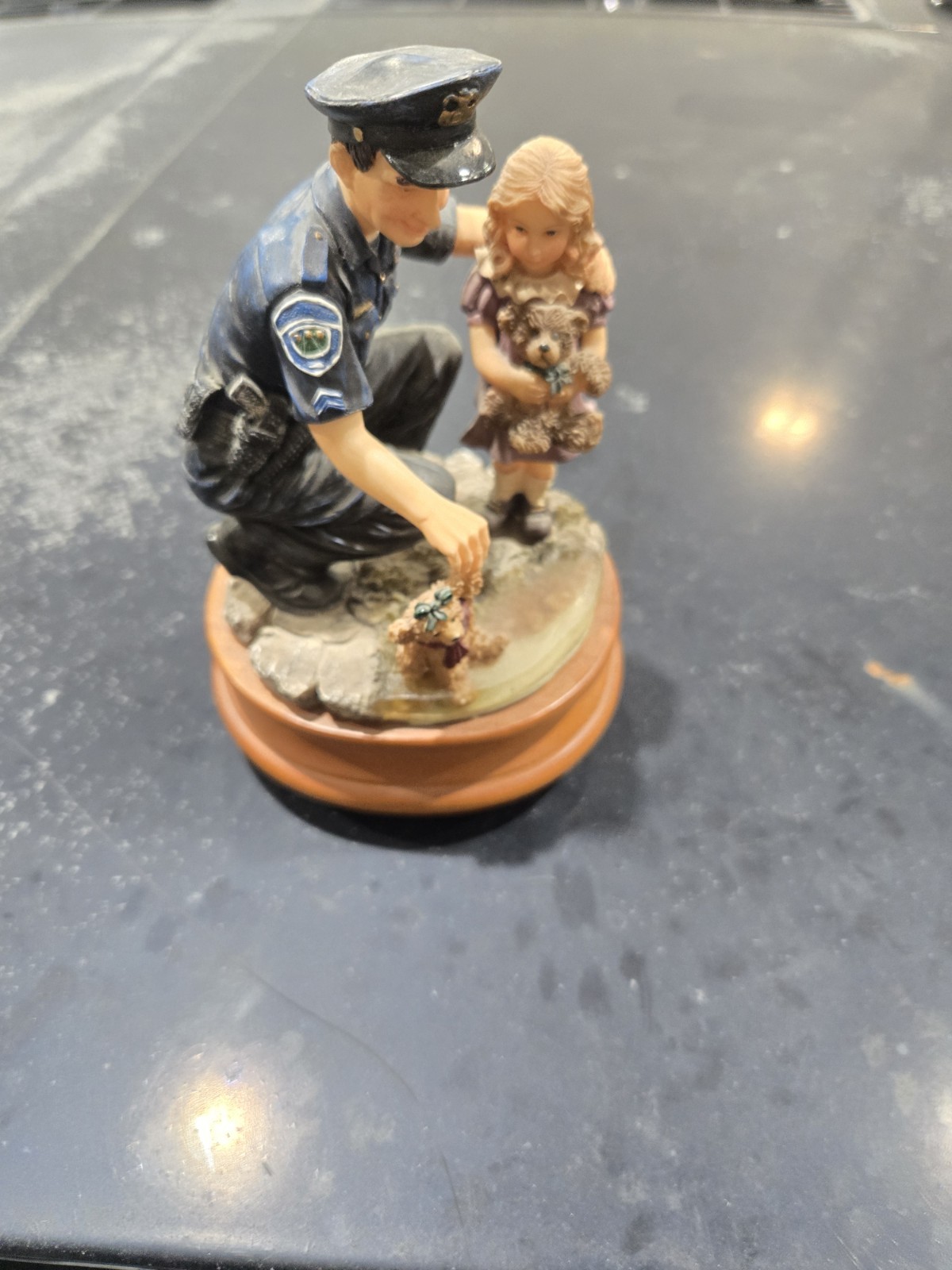 Blue Hats of Bravery Teddy's Rescue Figurine Police Uniform Music Box Works 1999