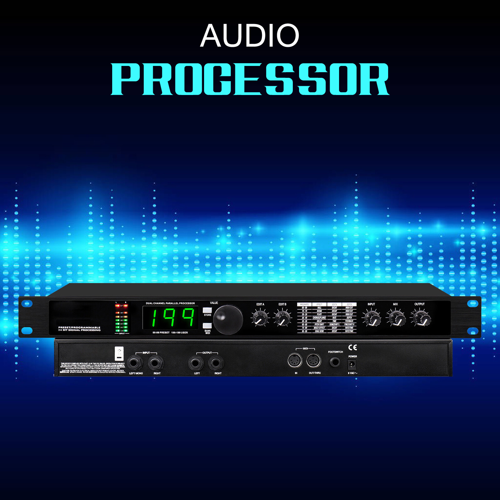 Professional Audio Processor Digital Reverb Multi Effect DSP Processor Equalizer