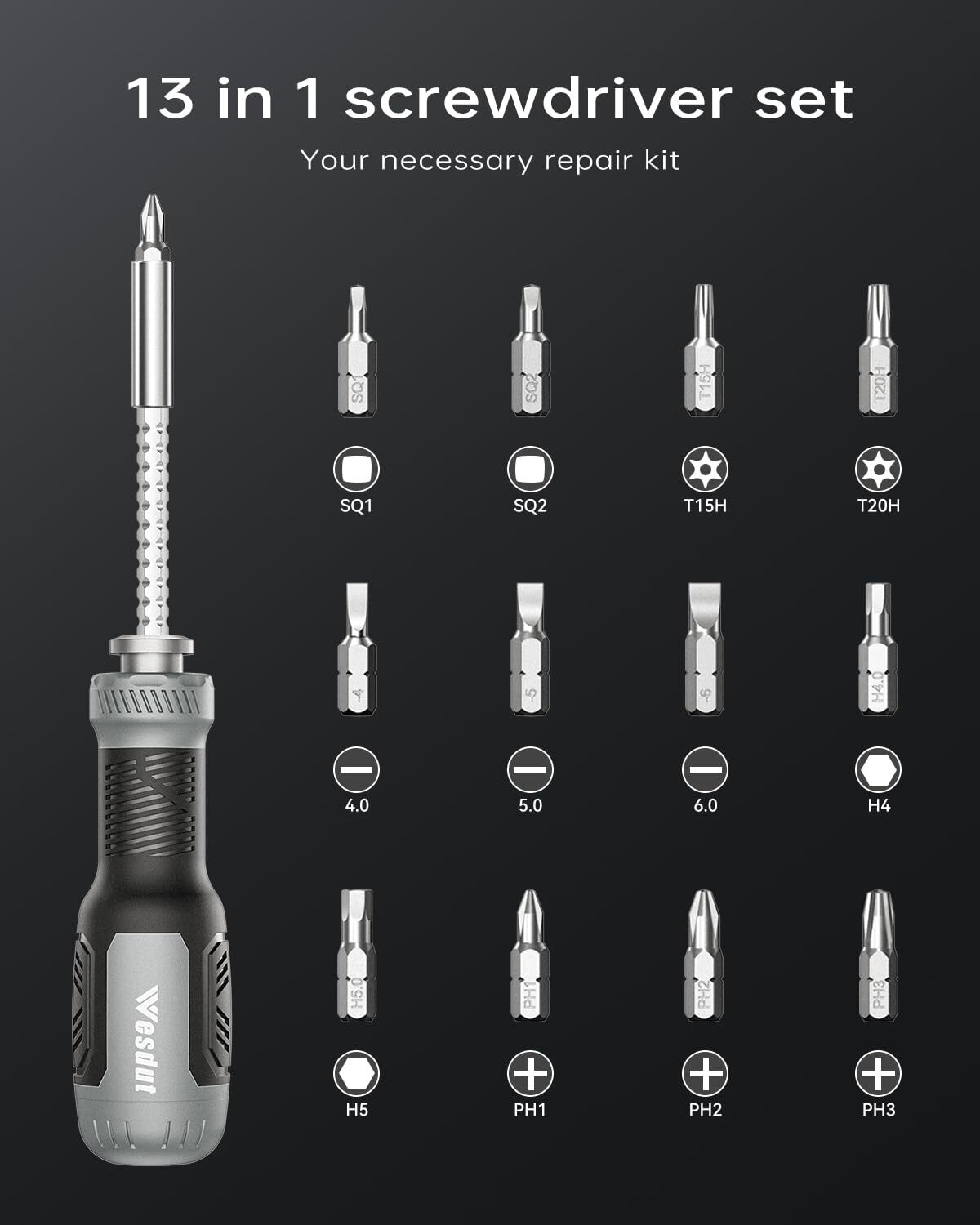 13-in-1 Multi-bit Screwdriver Set Tool All in One [Super Durable] Screw Drive...