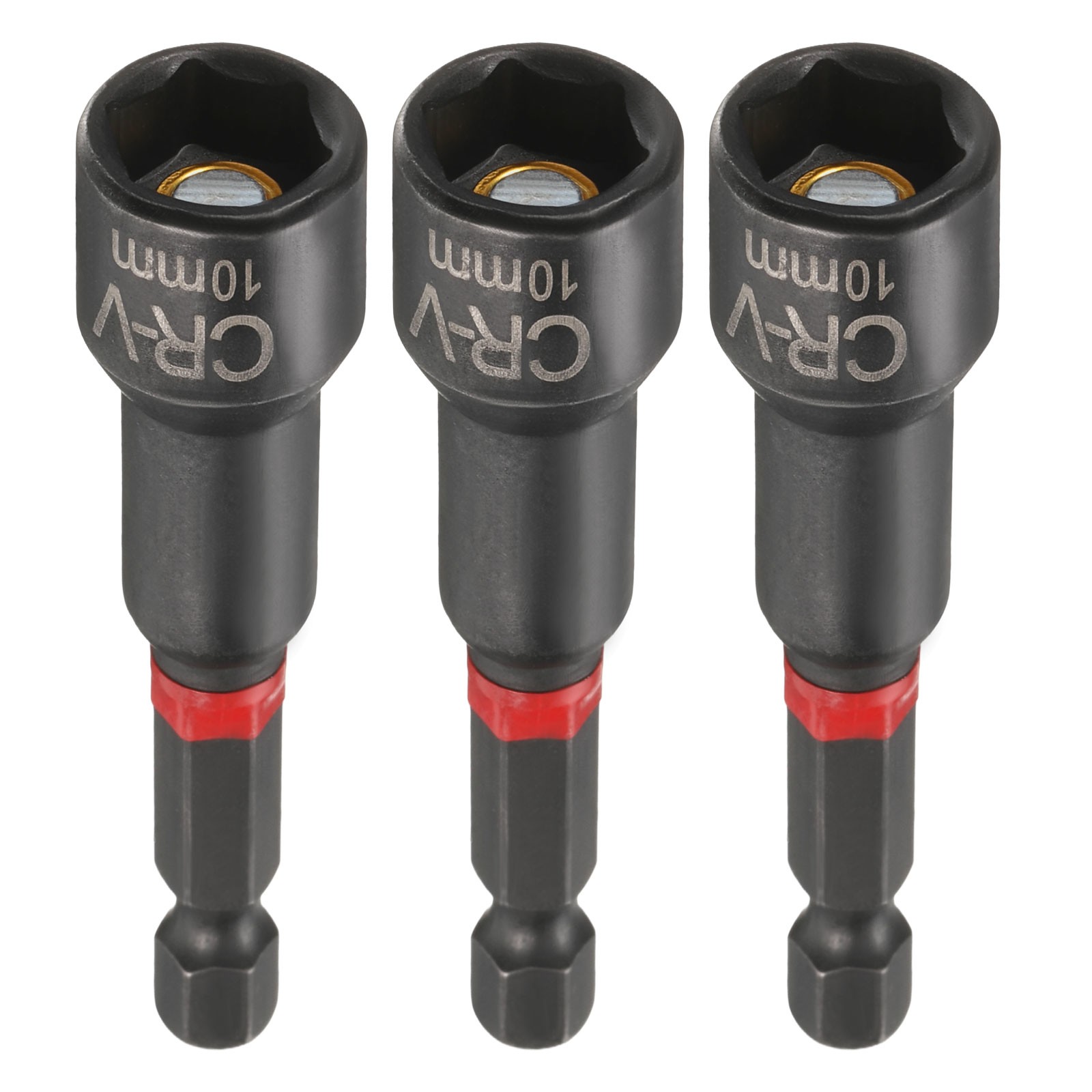 3pcs Nut Driver Drill Bits 10mm Socket 1/4" Hex Shank 3" Magnetic Setter