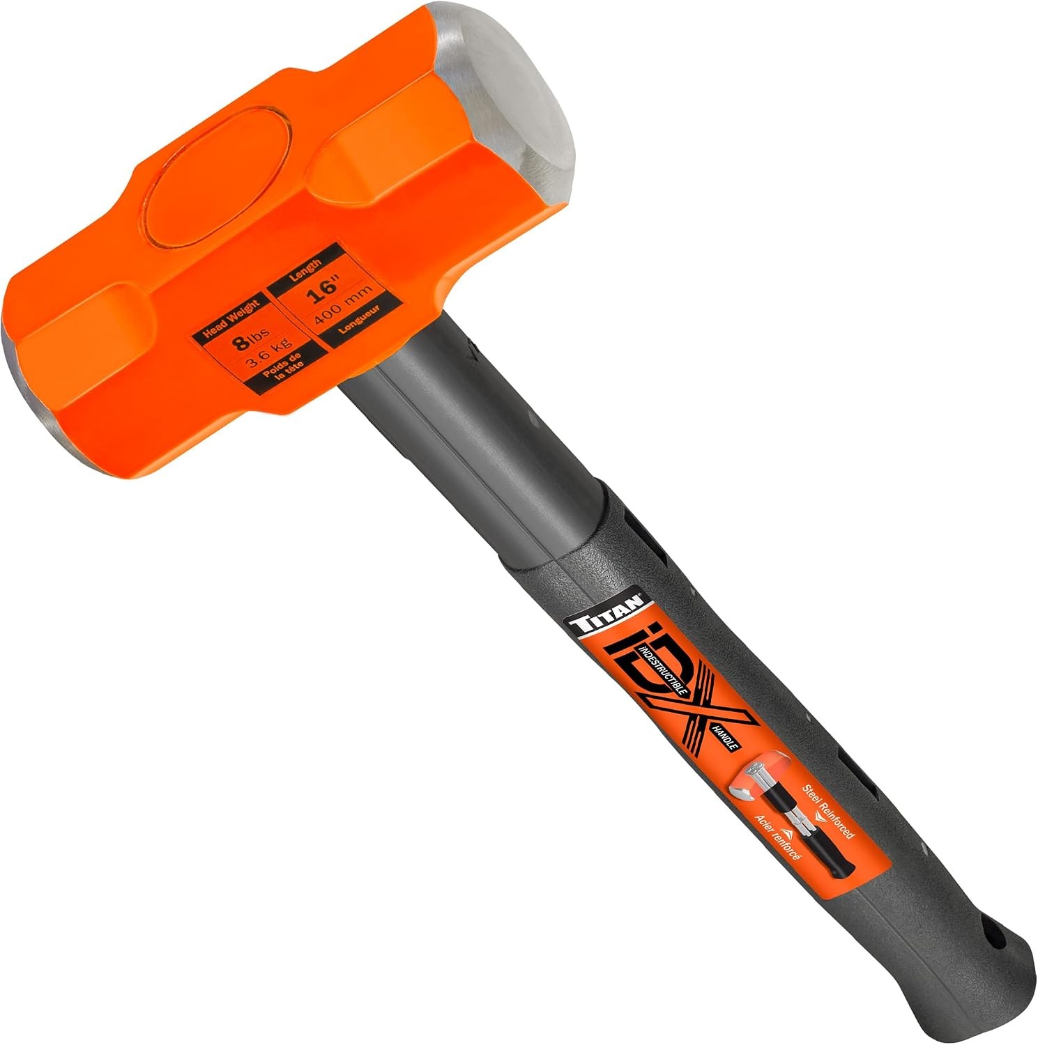 Titan iDX 63618 8lb Sledge Hammer with 16" Indestructible Handle Reinforced