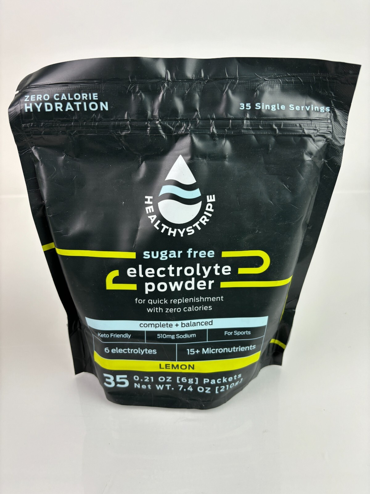 Healthystripe Electrolytes Powder 35 Packet Sugar Free Lemon Drink Mix 05/24