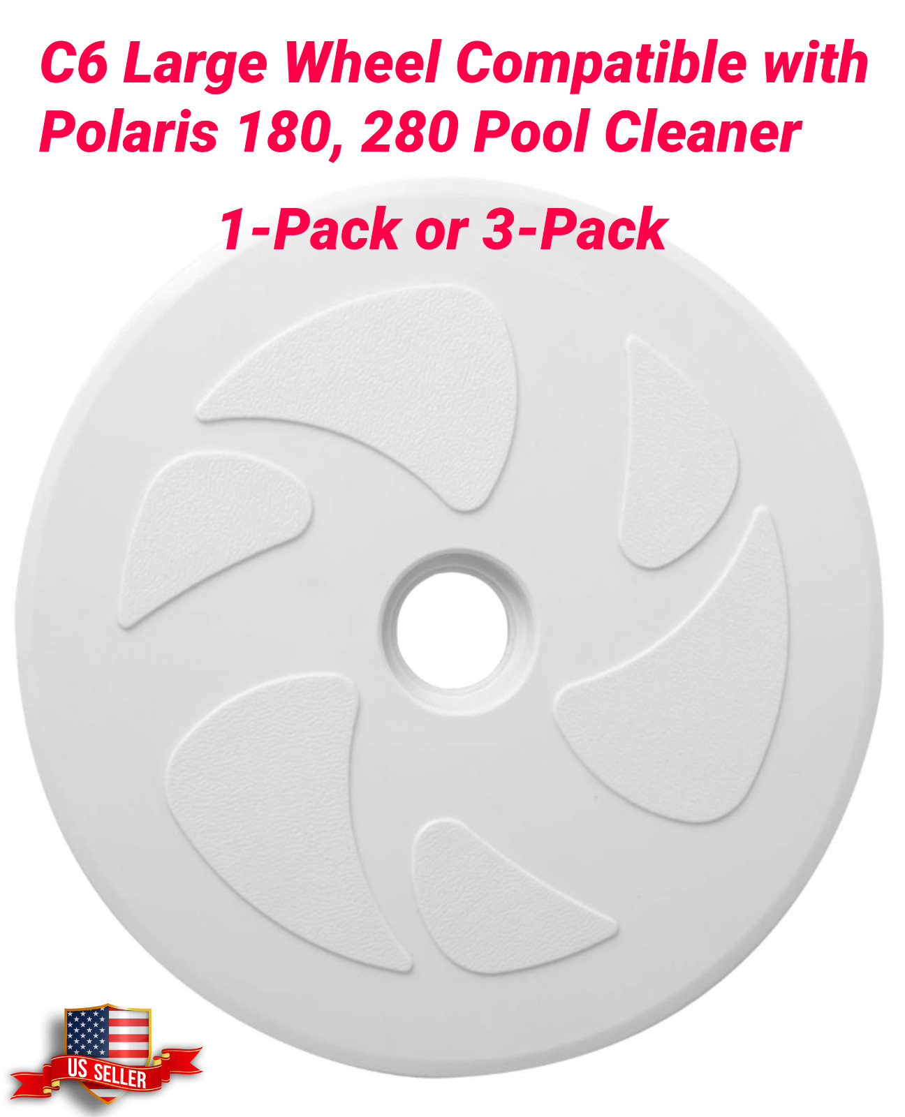 Pool Polaris Cleaner Wheel C6 C-6 for Polaris 180 and 280, 1-Pack or 3-Pack