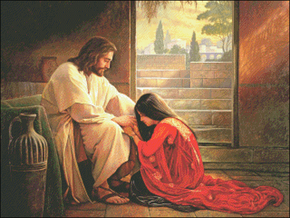 Forgiven Jesus Christ - Chart Counted Cross Stitch Patterns Needlework DIY DMC