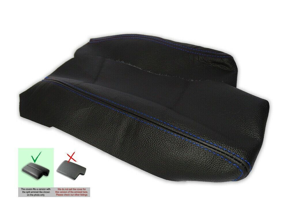Split Armrest Lid Leather Cover For Bmw 3 E90 E91 E92 E92 Leather Blue Stitch