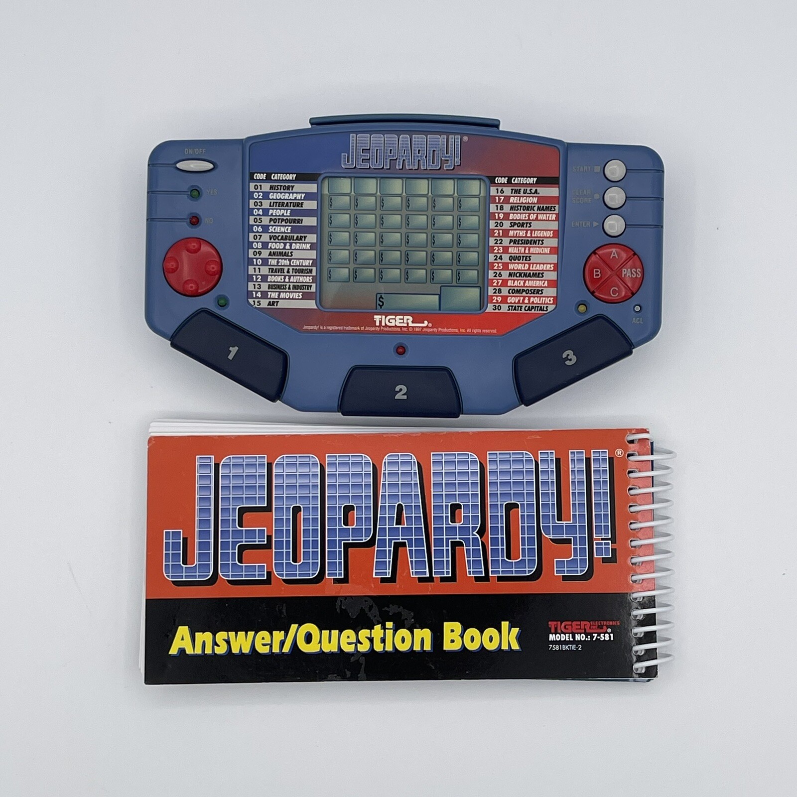 Vintage 1995 Jeopardy Handheld Game by Tiger Electronics Cartridge Book Tested