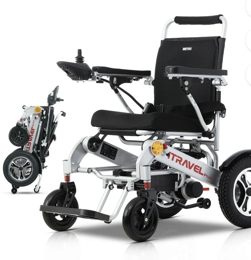 METRO Travel Plus Foldable Electric Power Wheelchair, Joystick, 15+ Mile, 300 l…