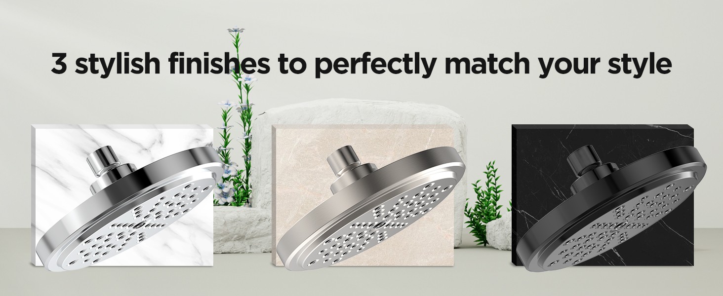 High Flow Shower Head - High Pressure Rain - 7 Inch Rainfall Spray Showerhead -